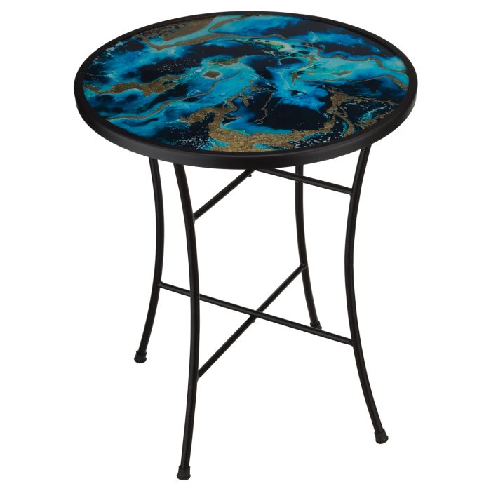 18" Marbled Glass Plant Stand