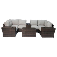 Load image into Gallery viewer, Outdoor Wicker Sectional With Weather Resistant Cushions And Table
