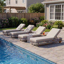 Load image into Gallery viewer, Outdoor Chaise Lounge &amp; Wheels, 5 Position Adjustable Backrest
