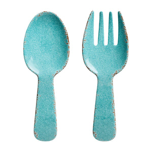 Supreme Housewares - 2-Piece Crackle Melamine Salad Server, Turquoise