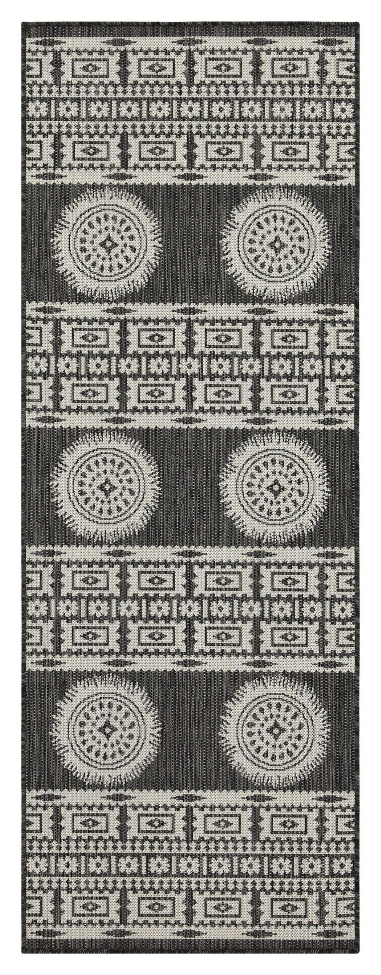 Sunshine - 5'3" X 7'3" Indoor, Outdoor Area Rug Polypropylene - Anthracite / Dark Gray / White