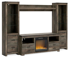 Load image into Gallery viewer, Trinell - 4-Piece Entertainment Center With 63" TV Stand And Glass/Stone Fireplace Insert - Brown
