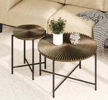 Load image into Gallery viewer, Radial - Pattern Coffee And End Table Set Waterproof Cover, Distressed Cylindrical Design (Set of 2)
