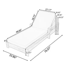 Load image into Gallery viewer, Chaise Lounge With Armrests, 2 Fold Cushion Set, 3 Position Adjustable Backrest, For Patio Pool - Dark Gray / Teak
