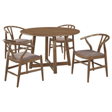 Load image into Gallery viewer, Guinea - 5 Piece Dining Set With Round Table And Upholstered Chairs - Walnut
