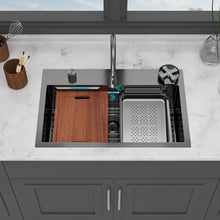Load image into Gallery viewer, Drop In Waterfall Kitchen Sink With Pull Out Faucet &amp; Cup Washer
