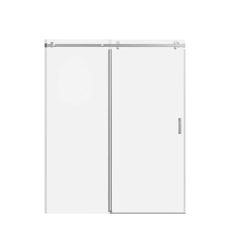 Frameless Single Sliding Shower Doors, 5 / 16" Thick Sgcc Tempered Glass - Brushed Nickel