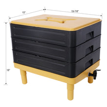 Load image into Gallery viewer, Durable 3 Tray Worm Farm Kit For Efficient Vermicomposting, 65L Capacity - Yellow / Black
