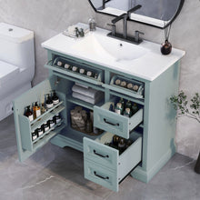 Load image into Gallery viewer, 36" Bathroom Vanity With Sink, 2 Tip-Out Drawers, Soft Close Hinges
