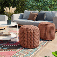Load image into Gallery viewer, Wynne - Round Knitted Outdoor / Indoor Pouf - Orange

