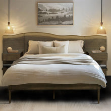 Load image into Gallery viewer, Queen Size Platform Bed Frame With Live Edge Headboard, Built In Nightstands - Dark Brown
