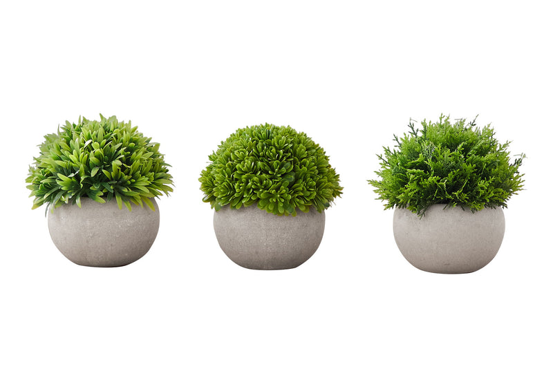 5" Tall, Artificial Plant, Grass, Indoor, Faux, Fake, Table, Greenery, Potted, Decorative (Set of 3) - Green