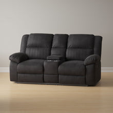 Load image into Gallery viewer, Reclining Console Loveseat - Black - Fabric
