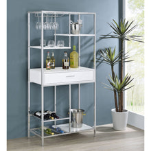 Load image into Gallery viewer, Draper - 5 Shelf LED Wine Cabinet With Pull Out Drawer - Gloss White
