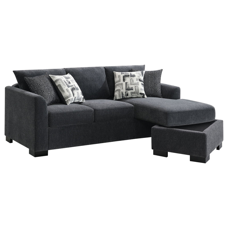 Pacheco - Upholstered Sleeper Sectional Chaise Sofa With Pocket Coils And Reversible Cushions - Dark Gray