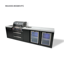 Load image into Gallery viewer, Mont Alpi 4-Burner Black Stainless Steel Island w/Beverage Center and Fridge Cabinet
