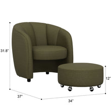 Load image into Gallery viewer, Barrel Chair With Nesting Ottoman - Forest Green
