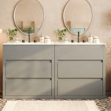 Load image into Gallery viewer, Double Sinks Bathroom Vanity Set With 2 Ceramic Basins
