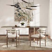 Load image into Gallery viewer, Artemis - Mixed Material Upholstered Dining Arm Chair - Warm White
