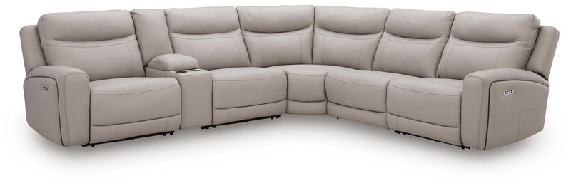 Gravier - 6-Piece Power Reclining Sectional With Storage Console - Gray