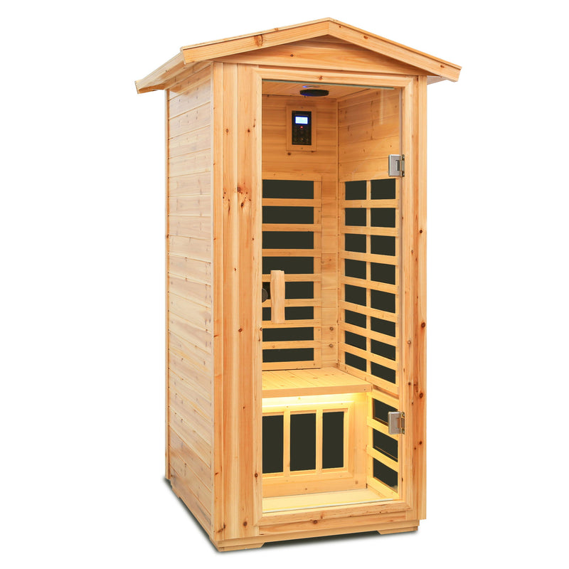 1 Person Far Infrared Old Fir Outdoor Sauna Room - Natural