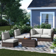 Load image into Gallery viewer, Comfortable Modern Patio Rattan Sectional Set With Cushions
