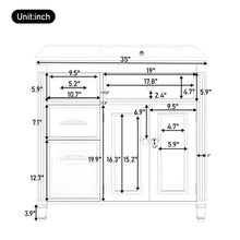 Load image into Gallery viewer, Bathroom Vanity With Sink, 1 Tip Out Drawer, 3 Side Drawers, Adjustable Shelf
