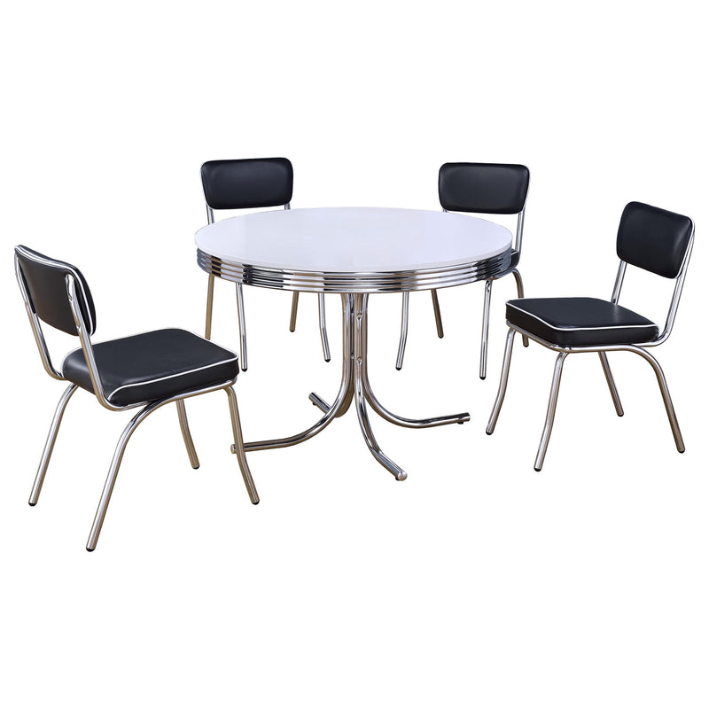 Marla - 5 Piece Dining Set With Round Table And Upholstered Chairs - White