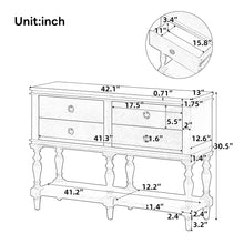 Load image into Gallery viewer, Console Table With 4 Soft Close Drawers, Thick Bottom Shelf For Living Room - Natural
