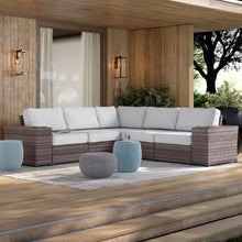 Load image into Gallery viewer, Wide Reversible Outdoor Sectional Sofa With Cushions - Brown / Gray
