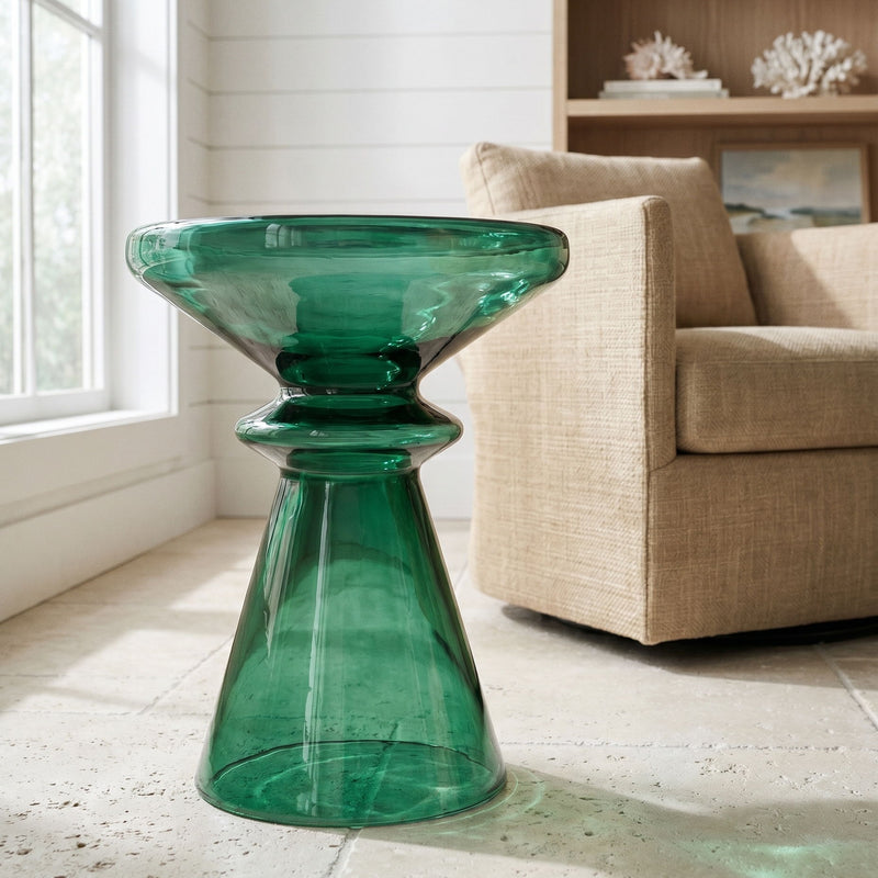 Aventura - Sculptural Blown Glass Accent Table - Green