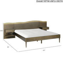 Load image into Gallery viewer, Queen Size Platform Bed Frame With Live Edge Headboard, Built In Nightstands - Dark Brown

