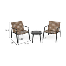 Load image into Gallery viewer, Outdoor Chat Set, 2 Chairs &amp; Side Table - Black / Brown
