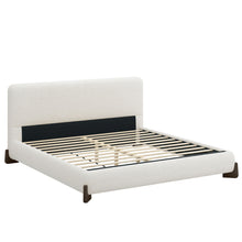 Load image into Gallery viewer, Elegant Boucle Upholstered Bed With Solid Wood Legs
