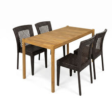 Load image into Gallery viewer, 5 Piece Patio Dining Set With Chairs, Outdoor Furniture - Brown Multi / Light Teak
