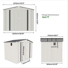 Load image into Gallery viewer, Outdoor Garden Storage Shed, Tool Shed With Pitched Roof Waterproof With 1 Window And 2 Lockable Door - White / Gray
