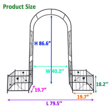Load image into Gallery viewer, Metal Garden Arch With Two Plant Stands Wide High Climbing Plants Support Rose Arch Outdoor - Black
