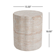 Load image into Gallery viewer, Elegant Indoor / Outdoor Lightweight Concrete Side Table With Travertine - Beige
