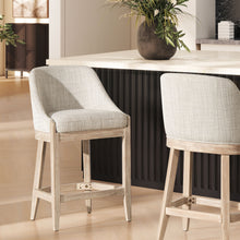 Load image into Gallery viewer, Newport - Coastal Curved Back Upholstered Counter Stool - Two Tone Neutral Gray
