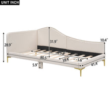 Load image into Gallery viewer, Upholstered Daybed With Headboard And Armrest, Support Legs
