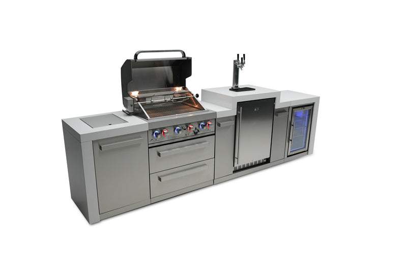 MONT ALPI 4-BURNER DELUXE ISLAND WITH A KEGERATOR AND FRIDGE CABINET-MAi400-DKEGFC