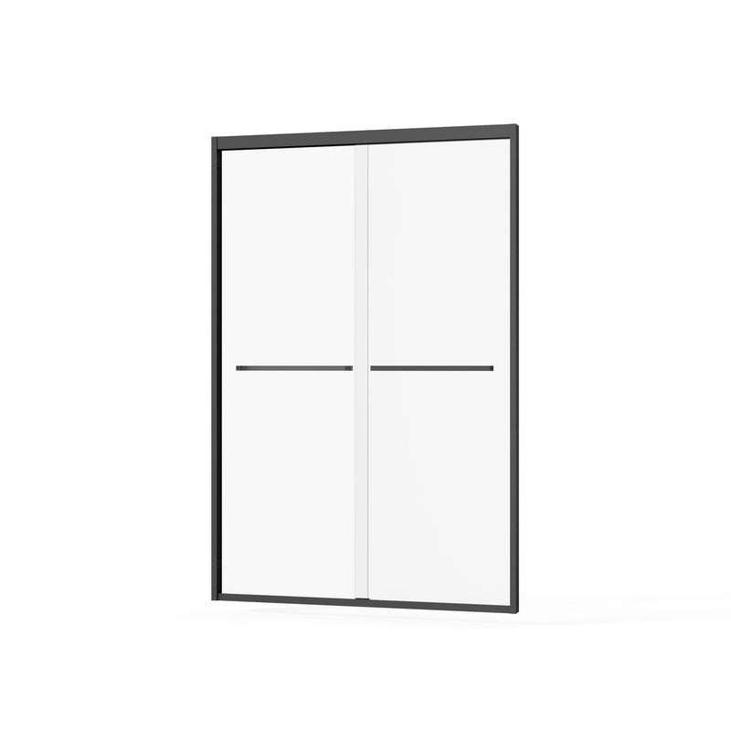 Matte Black Double Sliding Glass Shower Door With Aluminum Frame And SGCC Clear Tempered Glass - Black