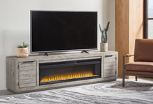 Load image into Gallery viewer, Naydell - 92" TV Stand With Wide Fireplace Insert - Gray

