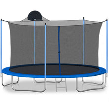 Load image into Gallery viewer, 12Ft Trampoline For Adults &amp; Kids With Basketball Hoop, Outdoor Trampolines With Ladder And Safety Enclosure Net For Kids And Adults - Blue
