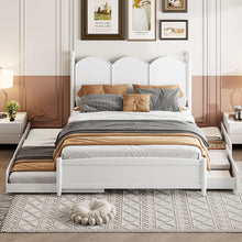 Load image into Gallery viewer, Queen Size Platform Bed With With 2 Big Drawers, Twin Long Size Trundle - White

