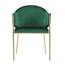 Load image into Gallery viewer, Modern Upholstered Dining Chair With Gold Metal Frame - Emerald / Gold
