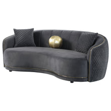 Load image into Gallery viewer, Luxe Upholstered Curved Sofa With Trim And Diamond Quilting - Dark Gray
