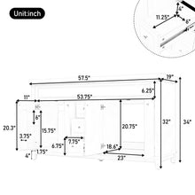 Load image into Gallery viewer, Bathroom Vanity Cabinet Only, 3 Drawers &amp; 4 Doors With Double Layer Shelves - White
