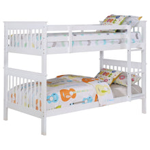 Load image into Gallery viewer, Madison - Twin Over Twin Bunk Bed With Slatted Design - White
