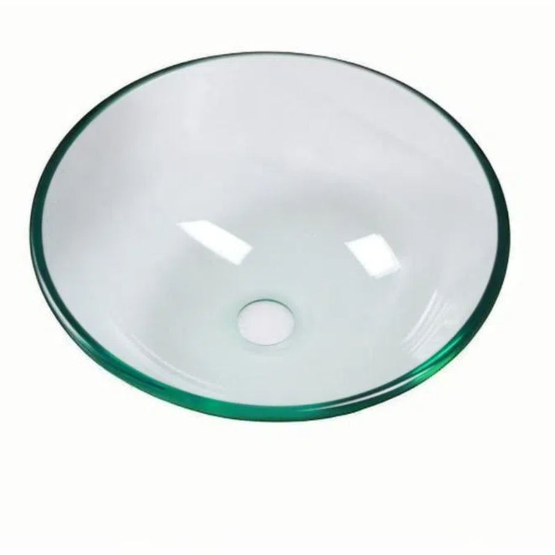 Artistic Tempered Glass Vessel Sink With Pop Up Drain